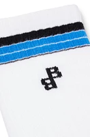 BOSS - Ribbed regular-length socks with stripes - White