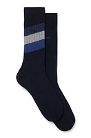 BOSS - Two-pack of regular-length stretch-cotton-blend socks - Dark Blue