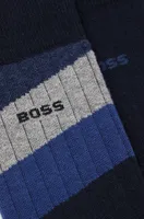 BOSS - Two-pack of regular-length stretch-cotton-blend socks - Dark Blue