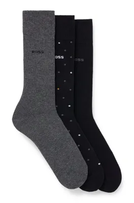 Gift-boxed three-pack of regular-length socks