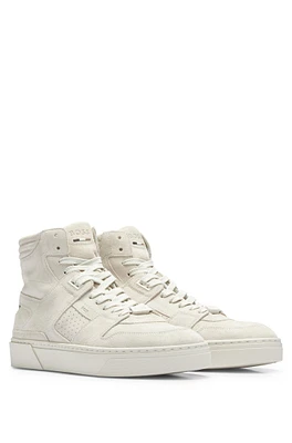 Leather high-top trainers with signature-stripe detail