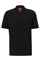 Cotton-blend polo shirt with zip placket