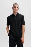 Cotton-blend polo shirt with zip placket