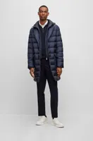 BOSS - Slim-fit padded jacket with hooded inner Dark Blue