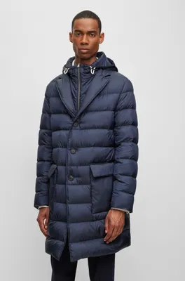 Slim-fit padded jacket with hooded inner