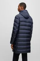 BOSS - Slim-fit padded jacket with hooded inner Dark Blue