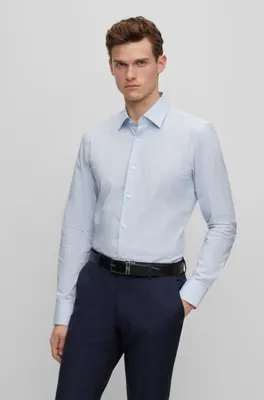 Slim-fit shirt checked stretch cotton