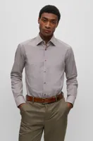 BOSS - Regular-fit shirt patterned stretch cotton Red