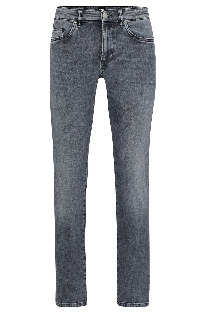 Slim-fit jeans stonewashed gray Italian stretch denim