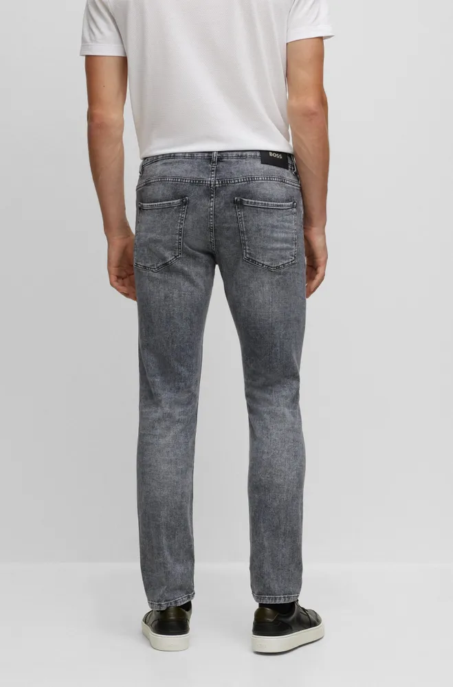 Slim-fit jeans stonewashed gray Italian stretch denim