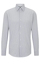 Slim-fit shirt striped performance-stretch material