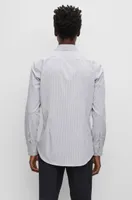 Slim-fit shirt striped performance-stretch material