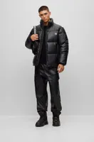 Regular-fit padded jacket faux leather