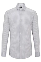 Slim-fit shirt striped performance-stretch fabric