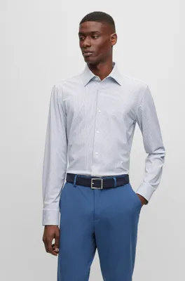 Slim-fit shirt structured performance-stretch fabric