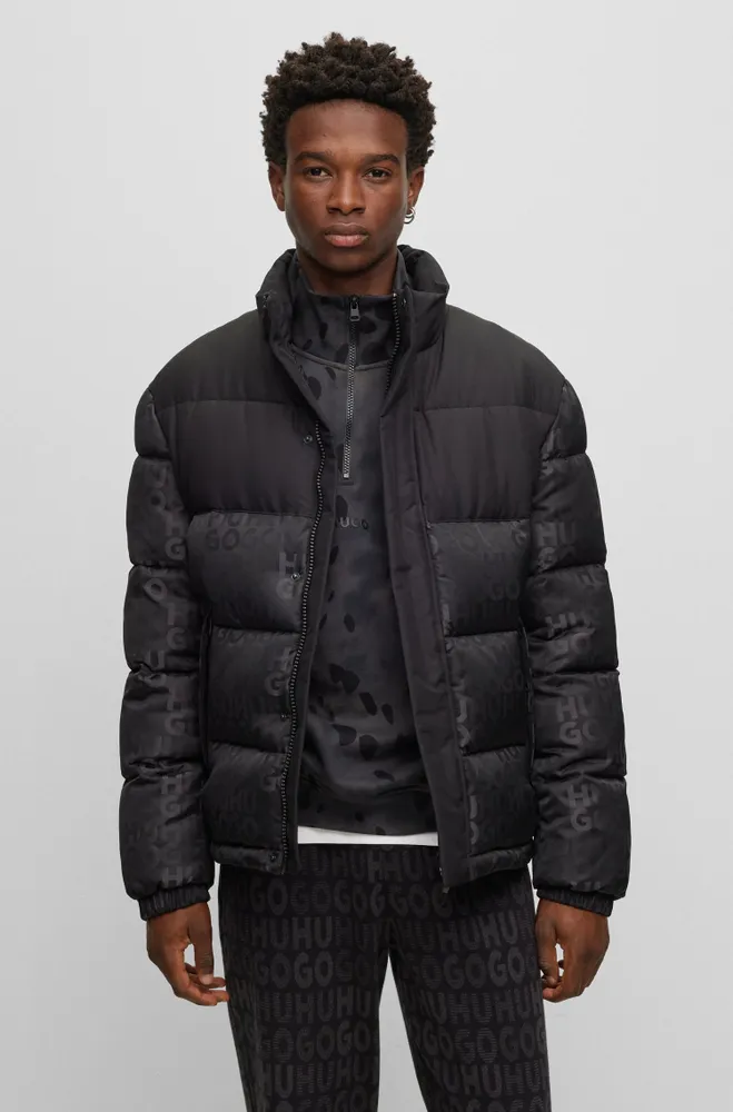 HUGO Water-repellent puffer jacket with logo jacquard