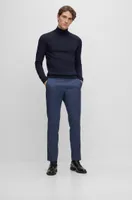 BOSS - Slim-fit pants melange stretch fabric Dark Blue