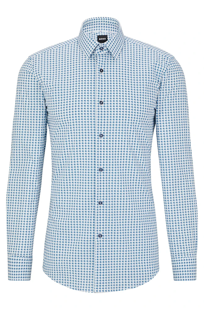 Slim-fit shirt printed stretch cotton