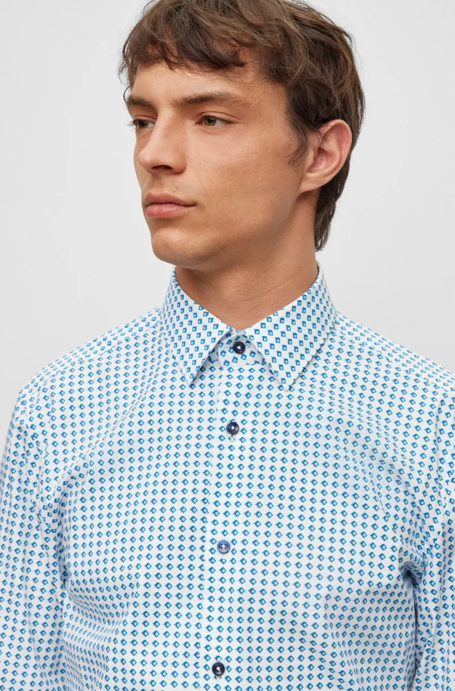 Slim-fit shirt printed stretch cotton