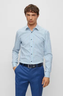 Slim-fit shirt printed stretch cotton