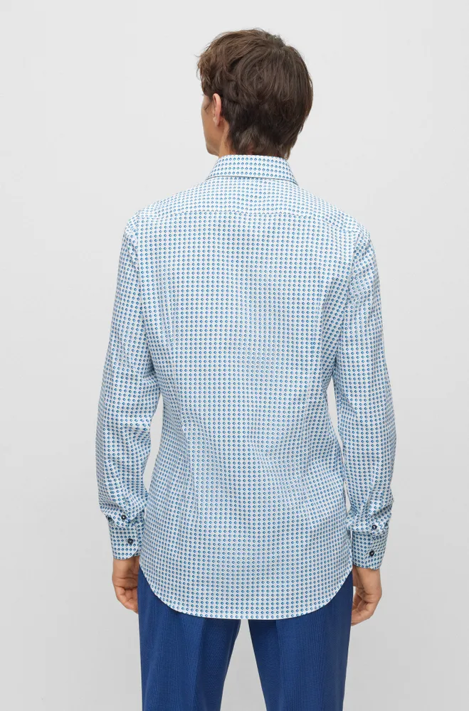 Slim-fit shirt printed stretch cotton