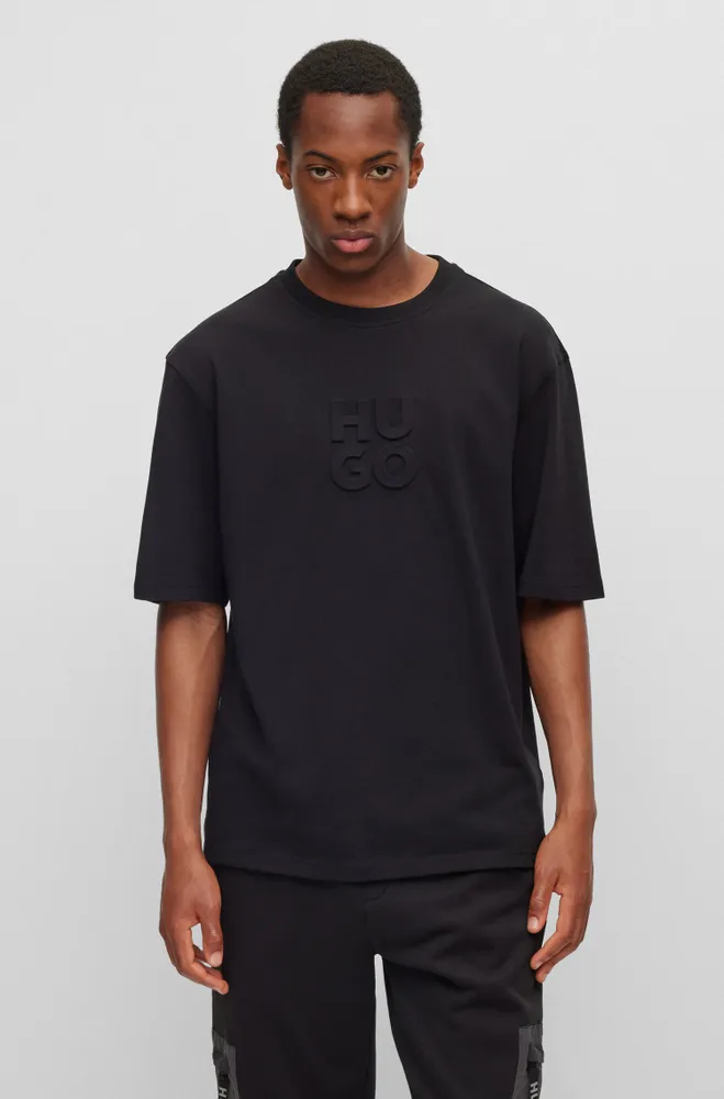 HUGO - Cotton-jersey T-shirt with graffiti-inspired stacked logo