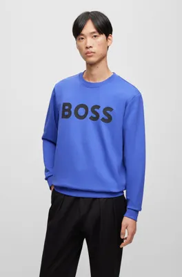 Cotton sweatshirt with rubber-print logo