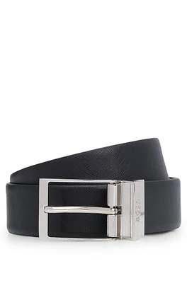 Reversible belt in Italian leather with polished hardware