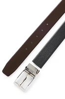 Reversible belt in Italian leather with polished hardware