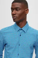 Slim-fit shirt geometric-print performance-stretch fabric