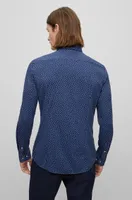 Slim-fit shirt patterned performance-stretch fabric