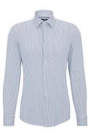 Slim-fit shirt patterned performance-stretch fabric