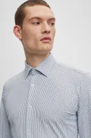 Slim-fit shirt patterned performance-stretch fabric