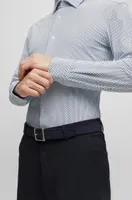 Slim-fit shirt patterned performance-stretch fabric