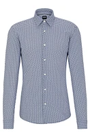 Slim-fit shirt geometric-printed performance-stretch fabric