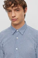 Slim-fit shirt geometric-printed performance-stretch fabric