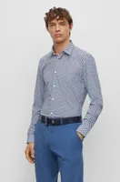 Slim-fit shirt geometric-printed performance-stretch fabric