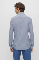 Slim-fit shirt geometric-printed performance-stretch fabric