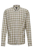 Regular-fit shirt checked stretch twill