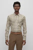 Regular-fit shirt checked stretch twill