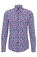 Slim-fit shirt printed performance-stretch fabric