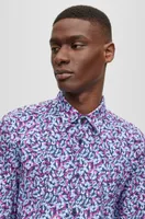 Slim-fit shirt printed performance-stretch fabric