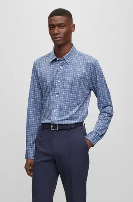 Slim-fit shirt printed performance-stretch fabric