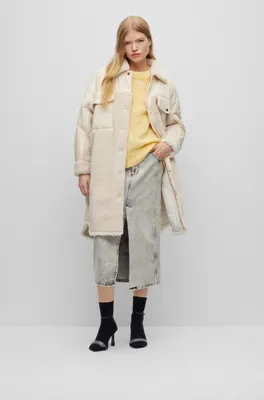 Oversize-fit jacket mixed materials with quilted lining