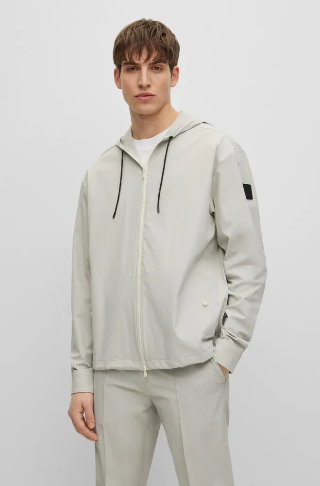 Relaxed-fit hooded shirt performance-stretch fabric