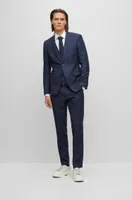 Three-piece slim-fit suit checked virgin wool