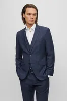 Three-piece slim-fit suit checked virgin wool