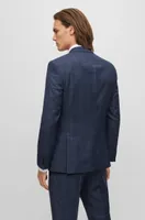 Three-piece slim-fit suit checked virgin wool