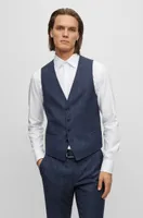 Three-piece slim-fit suit checked virgin wool