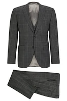 Three-piece regular-fit suit checked virgin wool